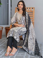 Black & White Embroidered  Kurta Set with Dupatta – The Layer Stories