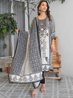 Black White Baroque Embroidery Kurta Set with Dupatta – The Layer Stories