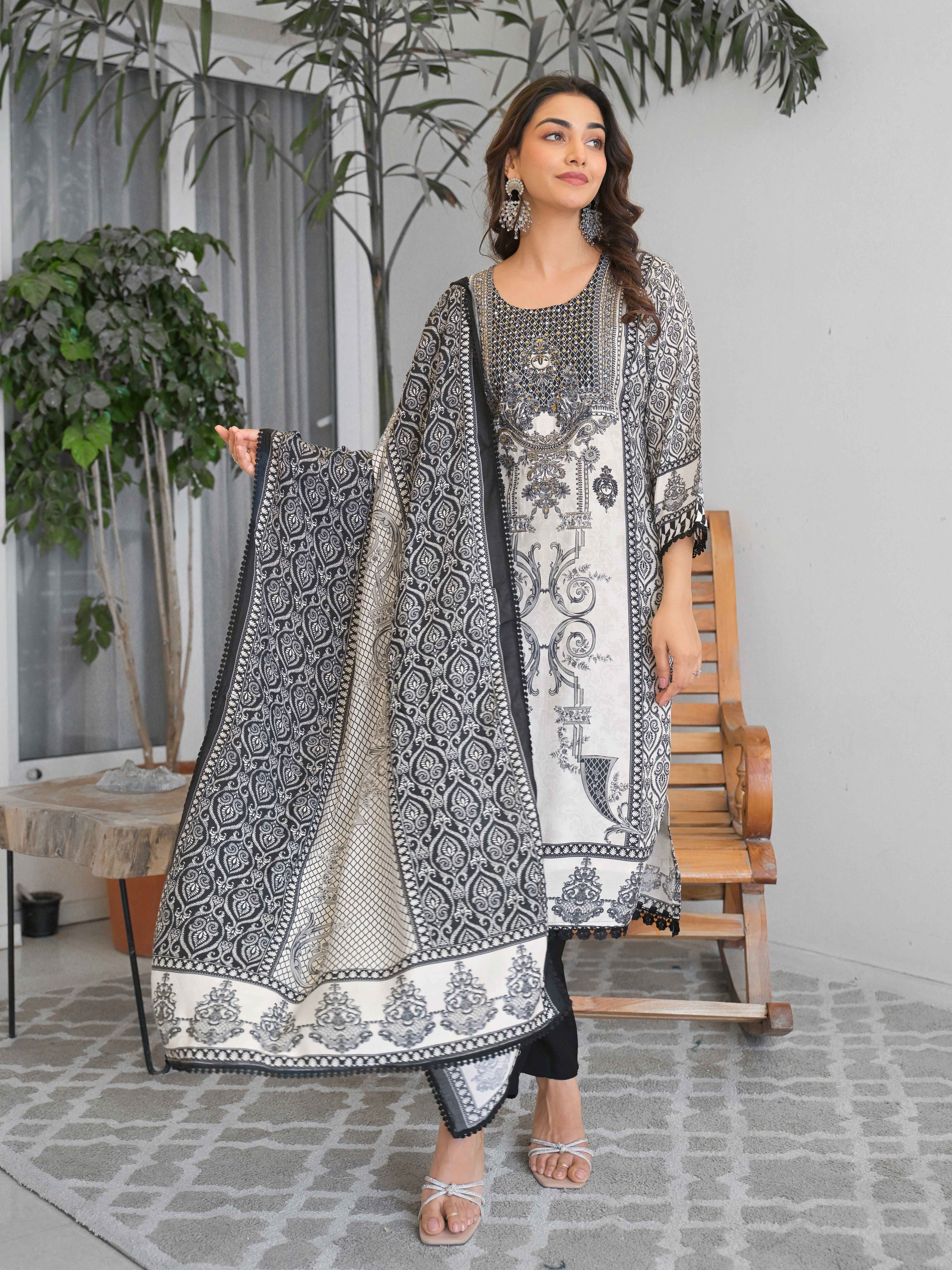Motifs Embroidered Kurta Set for Women - TLS