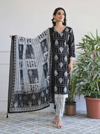 Buta Geometric Printed Kurta Set for Women - TLS