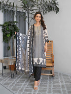 Black And White Motifs Embroidered Kurta Set for Women - TLS