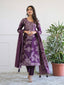 Purple Floral Thread Work Kurta Set for Women - TLS