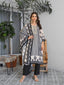 Black And White Motifs Embroidered Kurta Set for Women - TLS