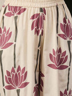 Cream Maroon Lotus Printed Kurta Set – The Layer Stories